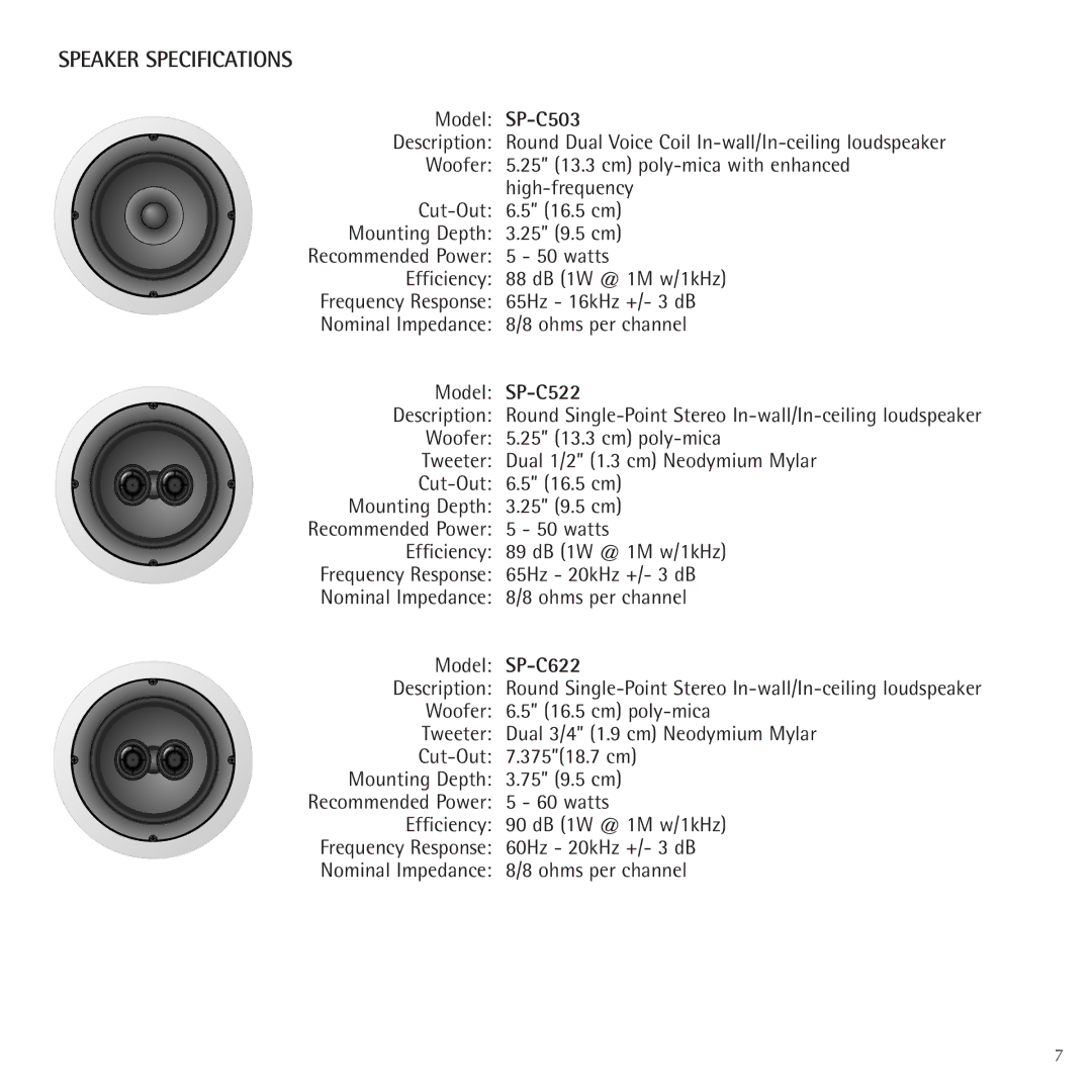 Russound Contractor Series manual SP-C503, SP-C522, SP-C622, Recommended Power 