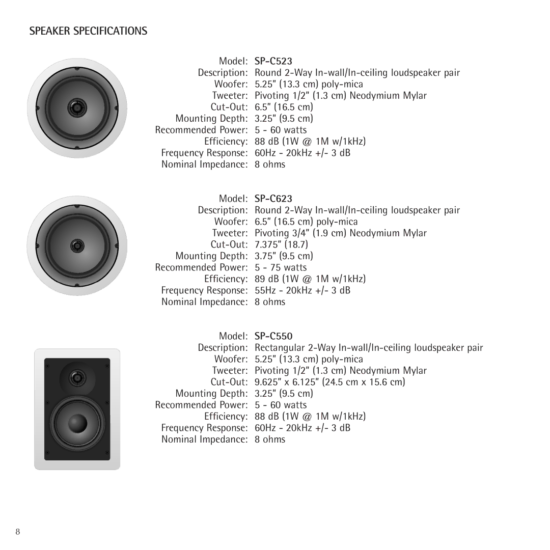 Russound Contractor Series manual SP-C523, SP-C623, SP-C550 