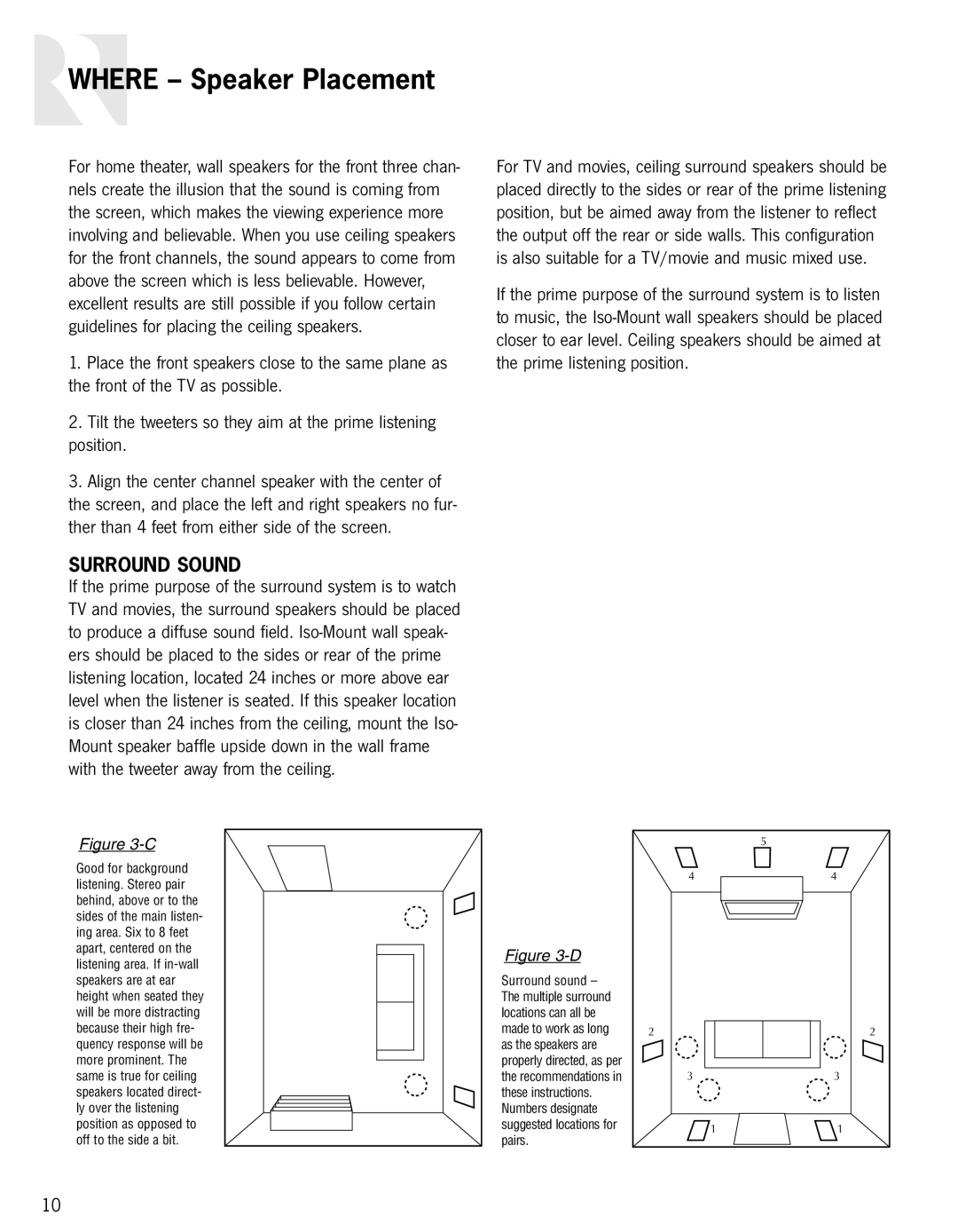 Russound In-Ceiling speaker owner manual Surround Sound 