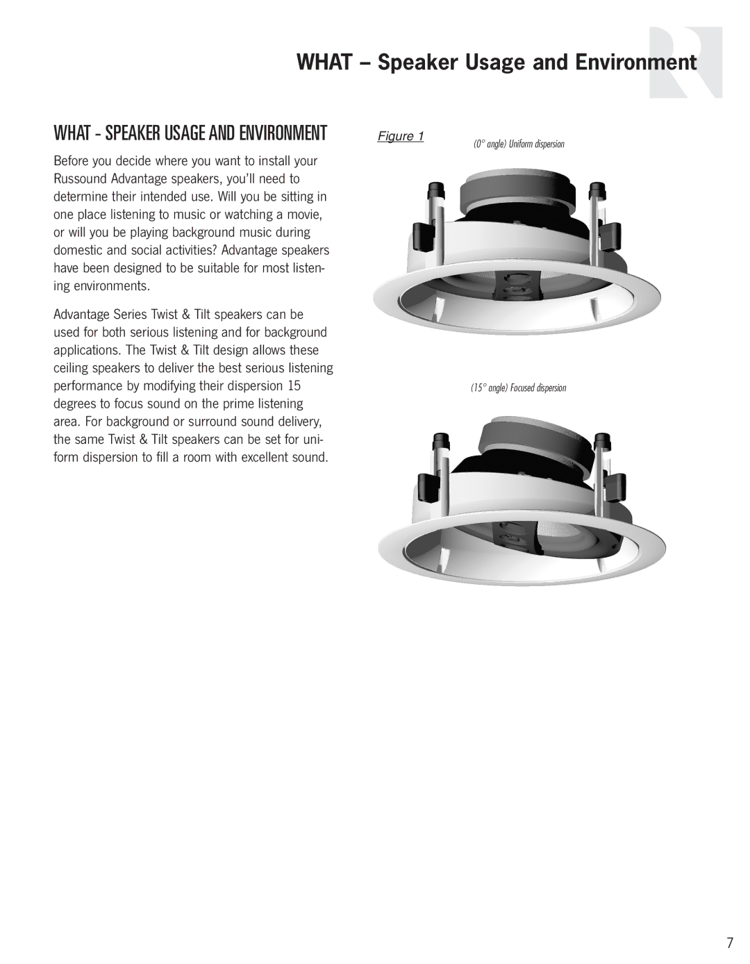 Russound In-Ceiling speaker owner manual What Speaker Usage and Environment 