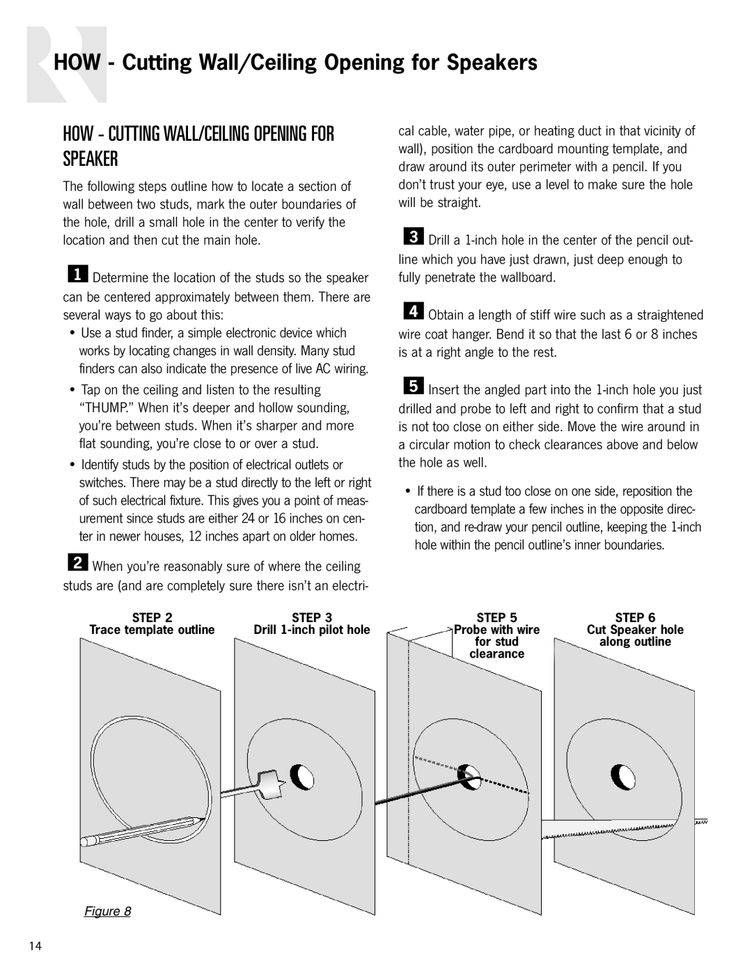 Russound In-Ceiling speaker owner manual HOW - Cutting Wall/Ceiling Opening for Speakers 