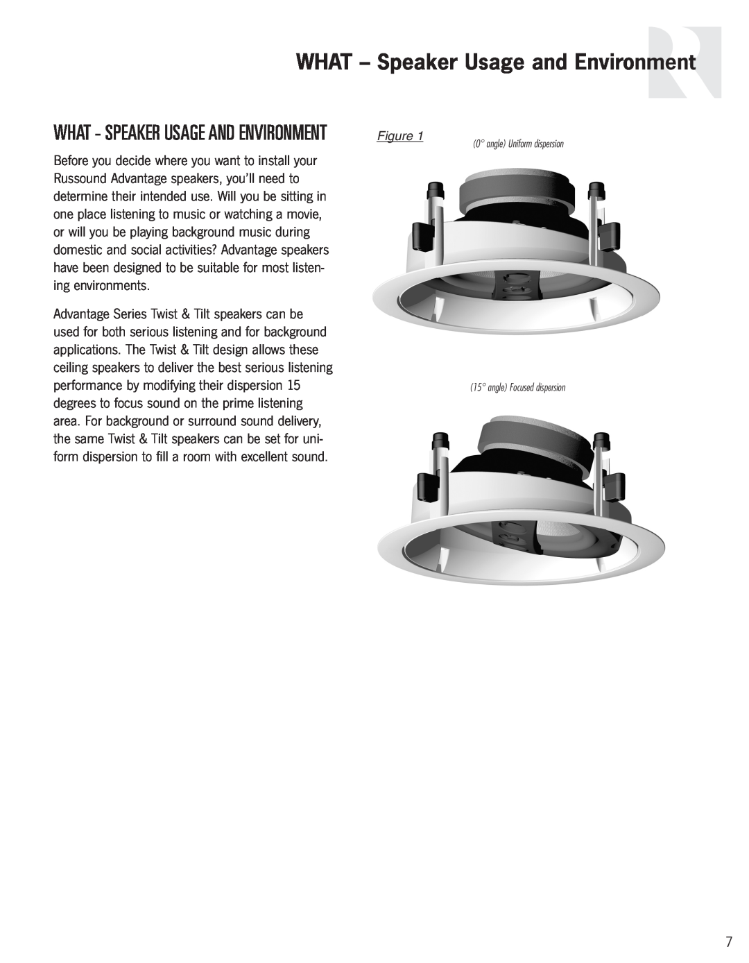 Russound In-Ceiling speaker owner manual WHAT - Speaker Usage and Environment, What - Speaker Usage And Environment 