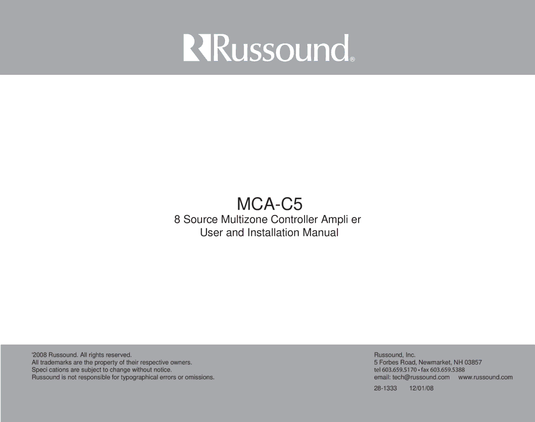 Russound MCA-C5 installation manual 