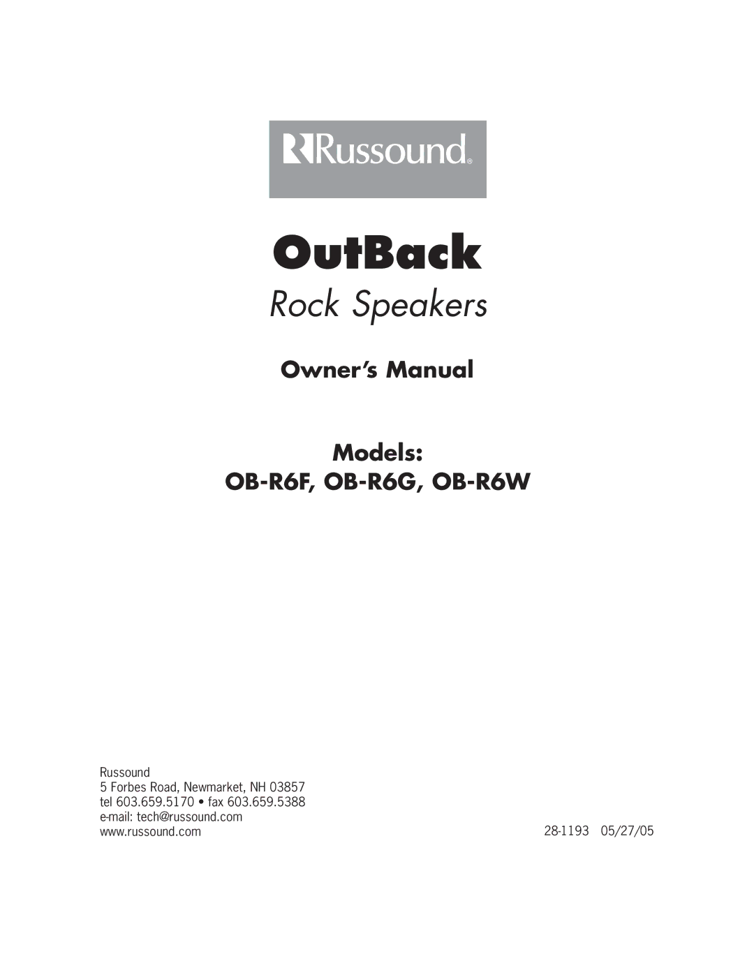 Russound owner manual OB-R6F, OB-R6G, OB-R6W 