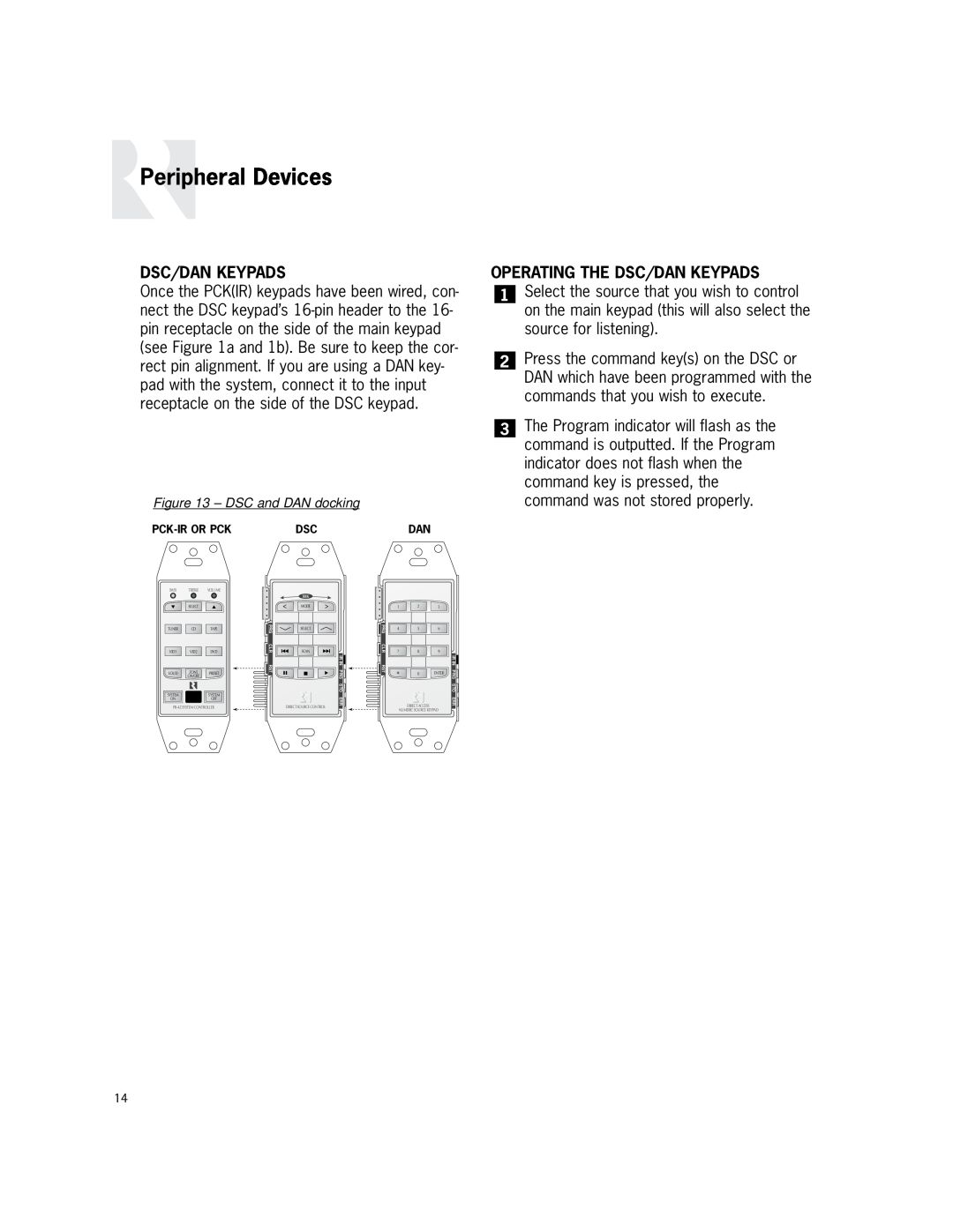 Russound PR-4Zi instruction manual Peripheral Devices, Operating The Dsc/Dan Keypads 
