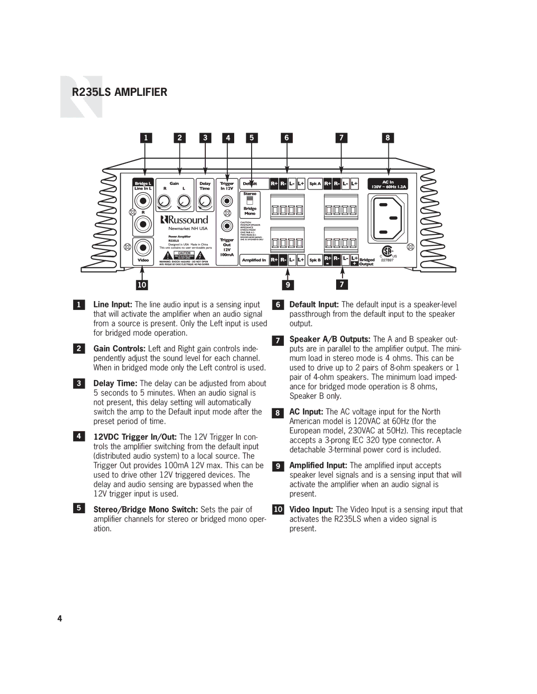 Russound R-Series user manual R235LS Amplifier 