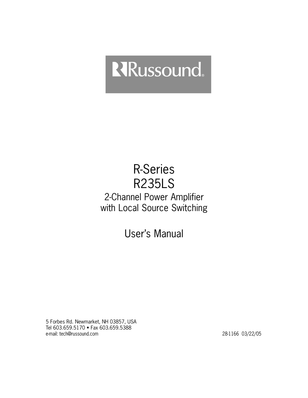 Russound R-Series user manual Series R235LS 