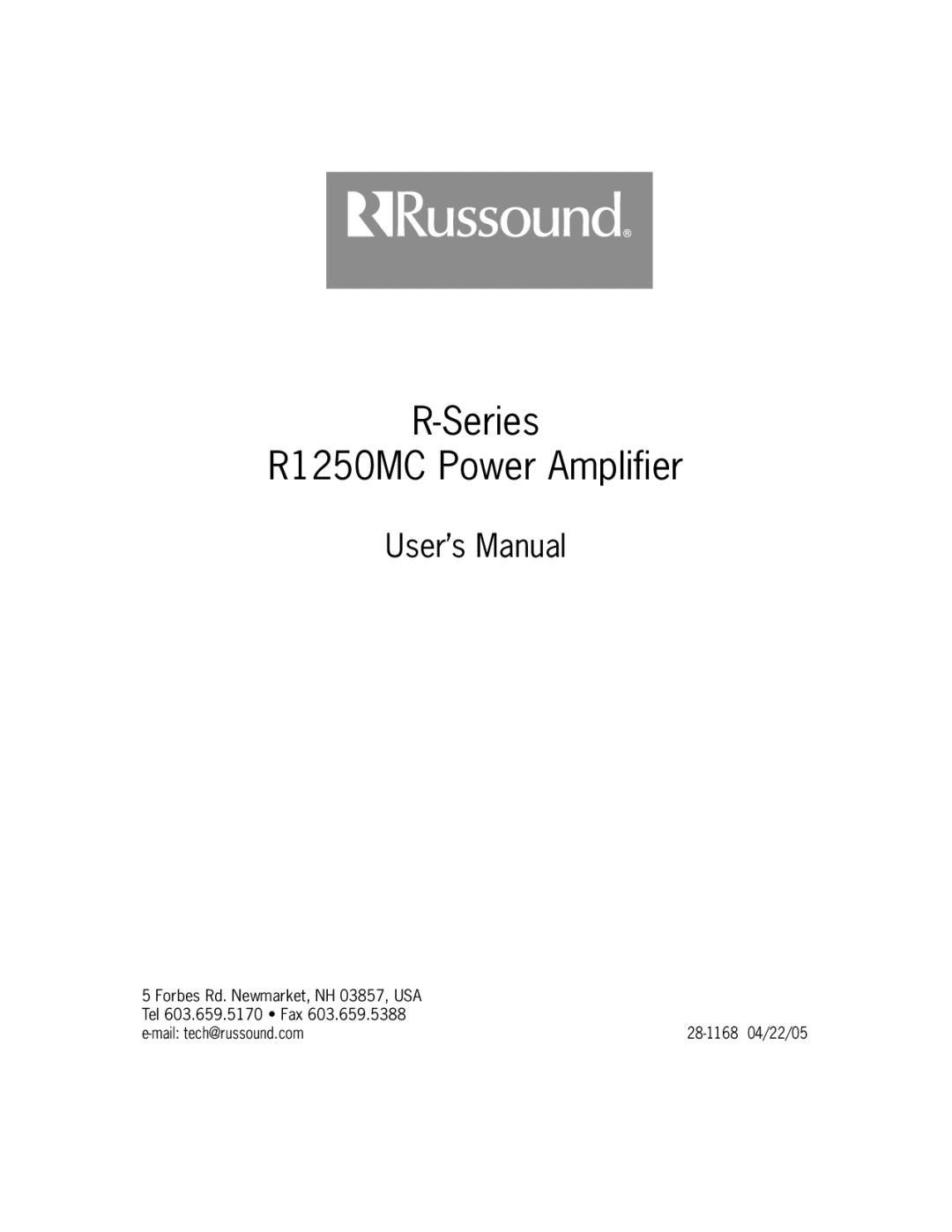 Russound user manual Series R1250MC Power Amplifier 