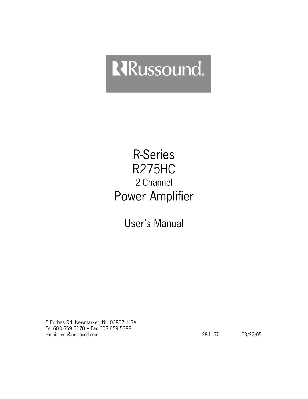 Russound user manual Series R275HC 