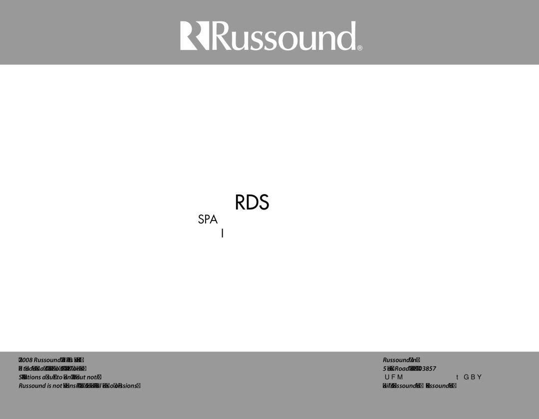 Russound R290DS installation manual 