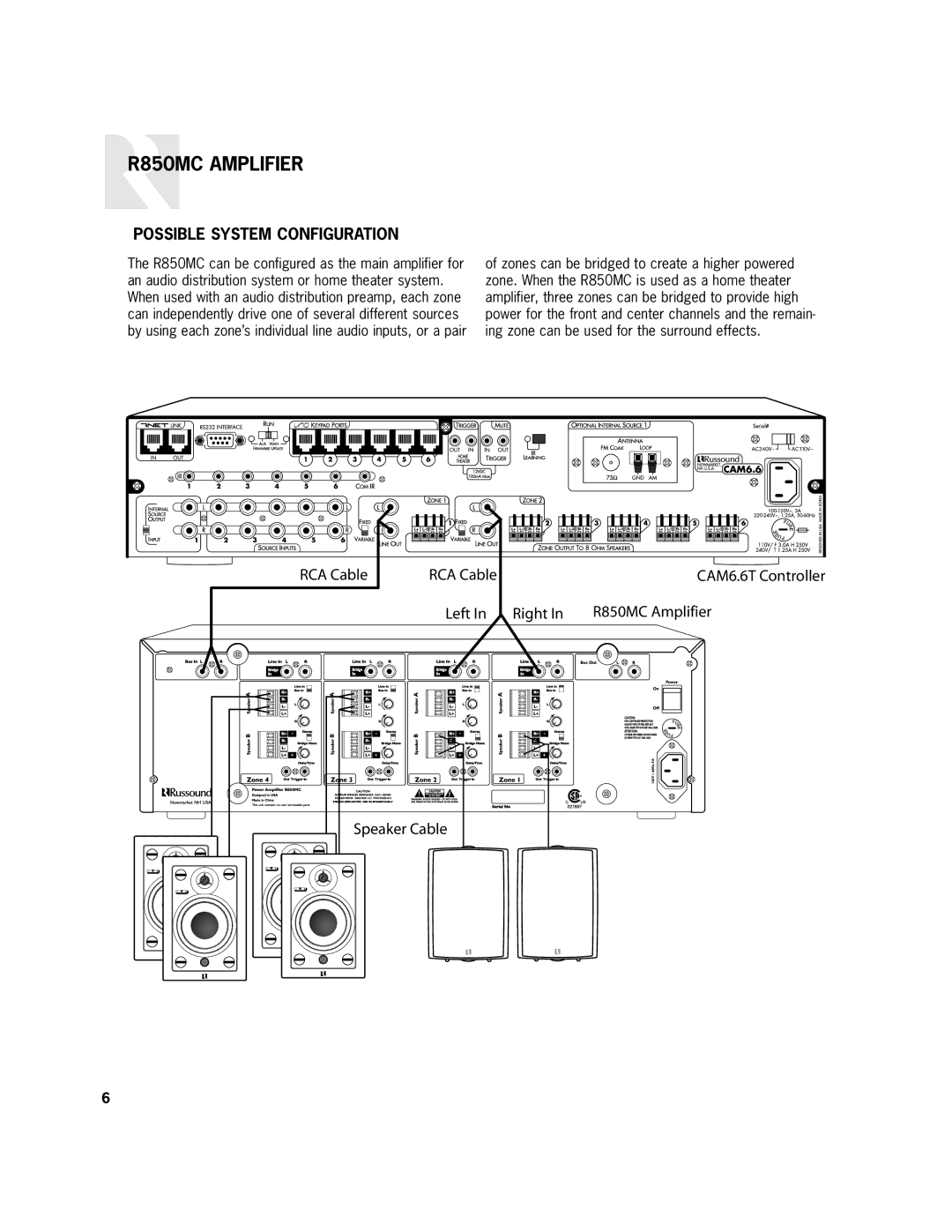 Russound R850MC user manual Possible System Configuration 