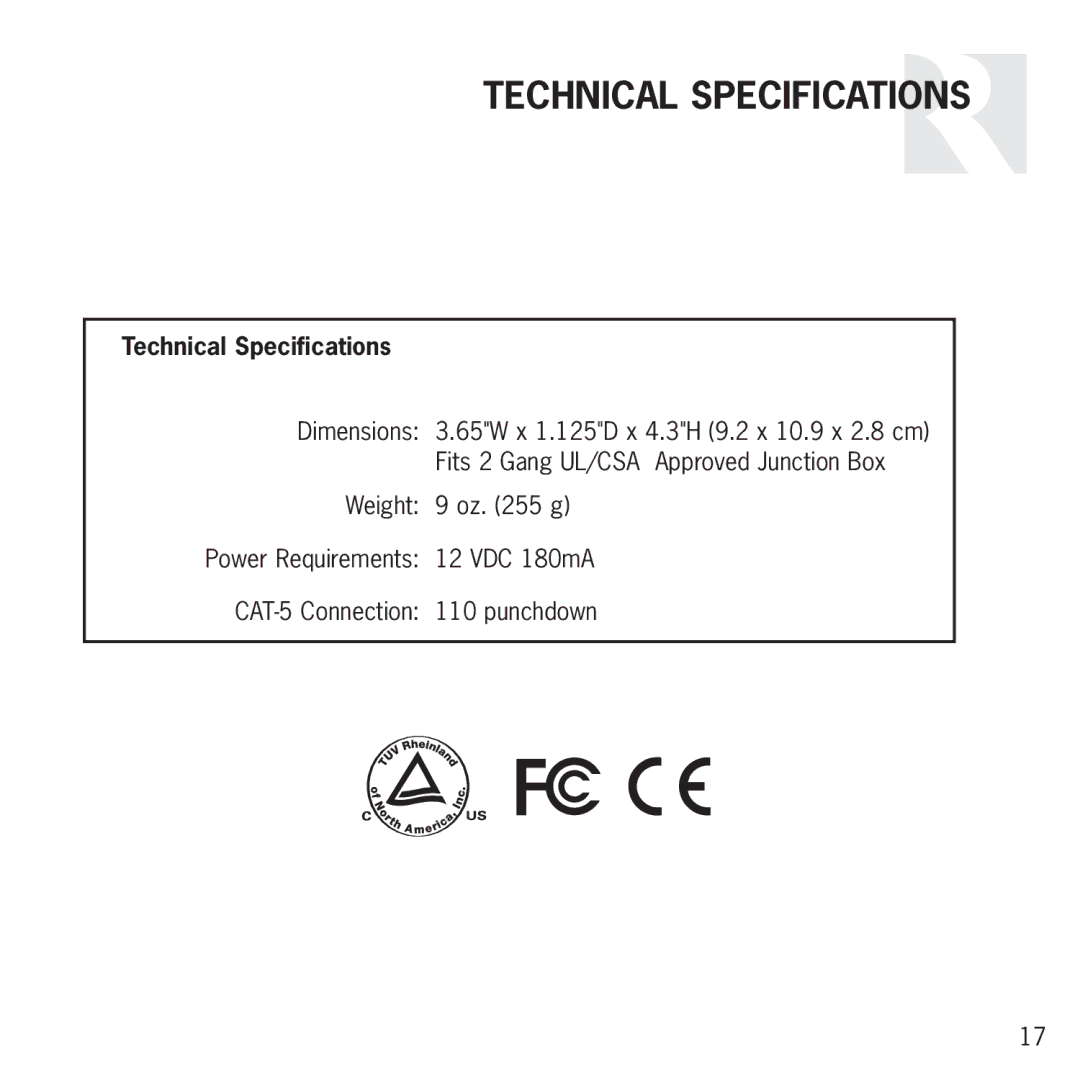 Russound S2 manual Technical Specifications 