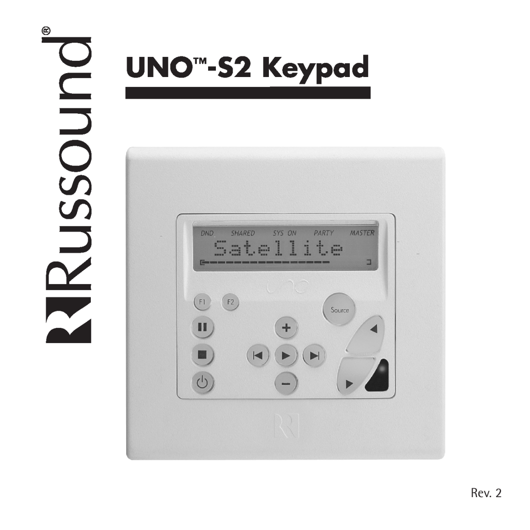 Russound manual UNO-S2 Keypad 