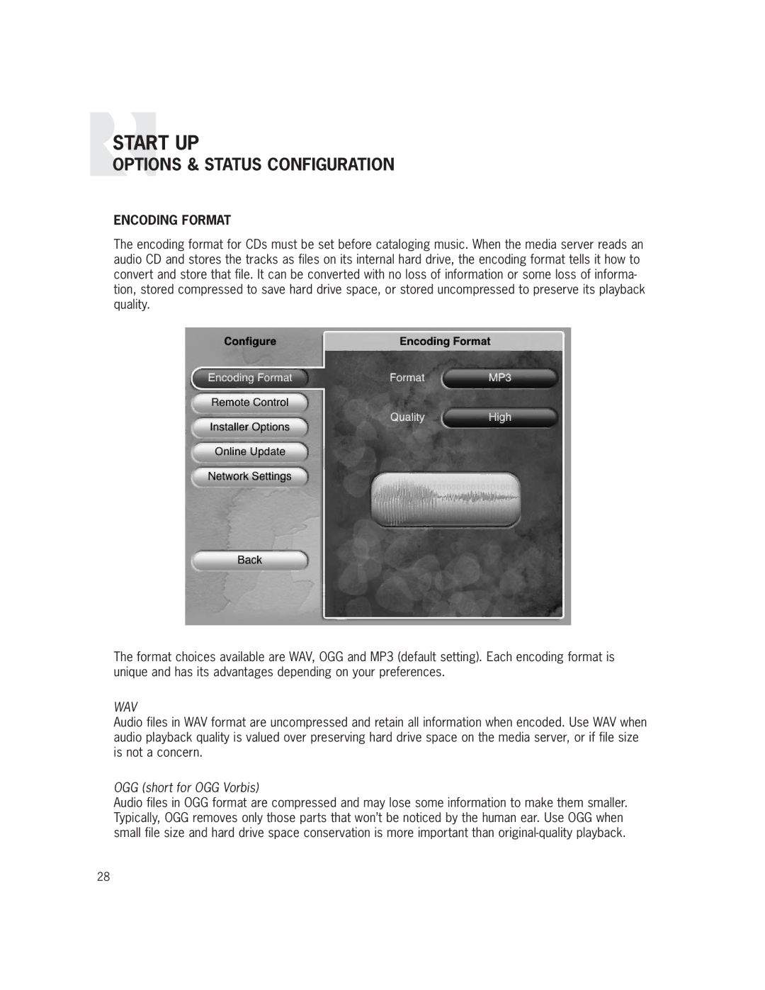 Russound SMS3 manual Encoding Format, Wav 