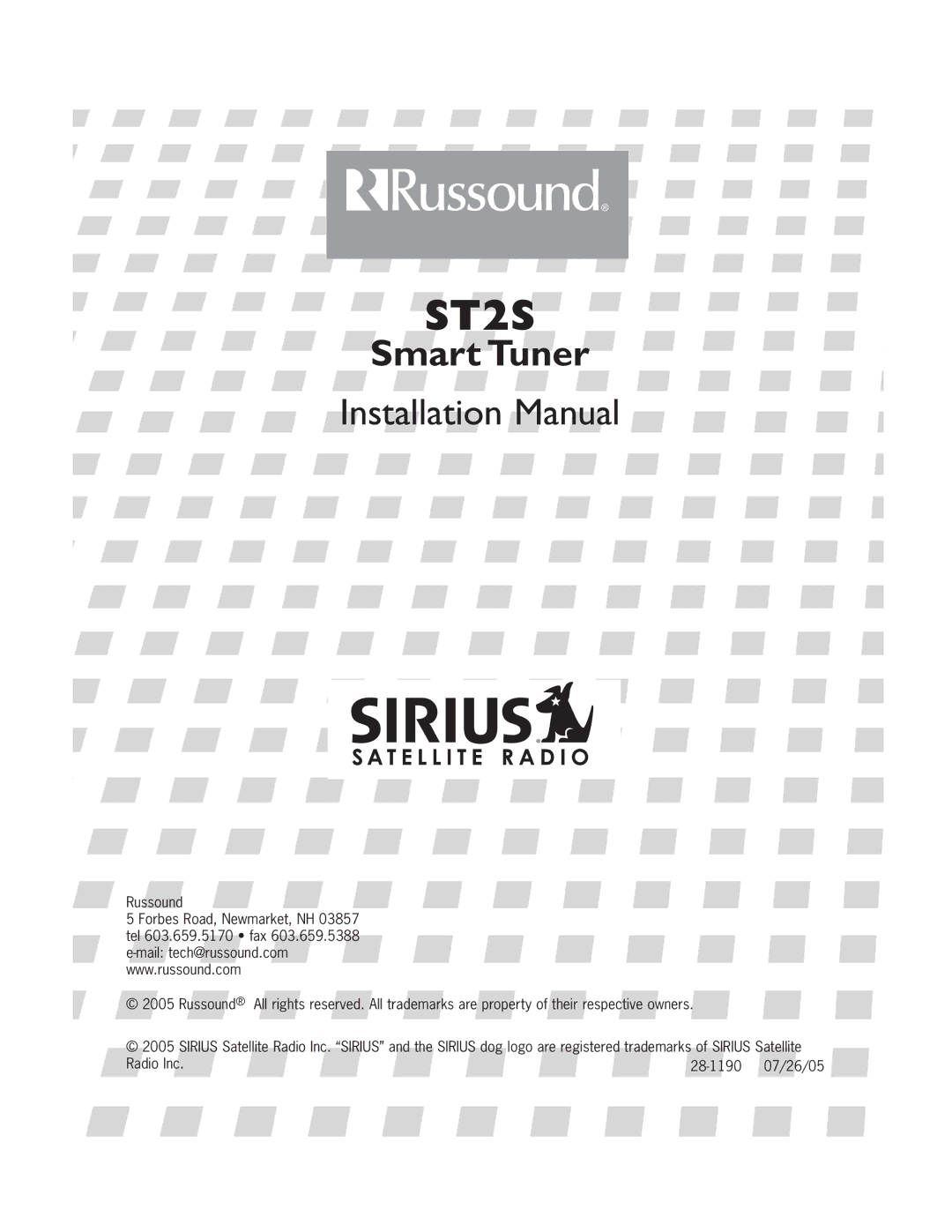 Russound ST2S installation manual Radio Inc 28-1190 07/26/05 