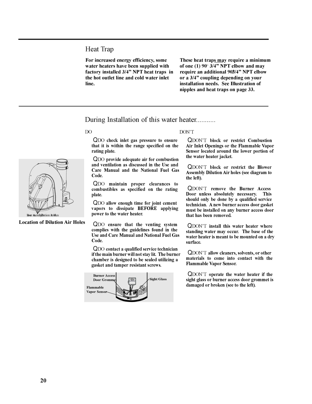 Ruud AP14236 installation instructions Heat Trap, During Installation of this water heater 