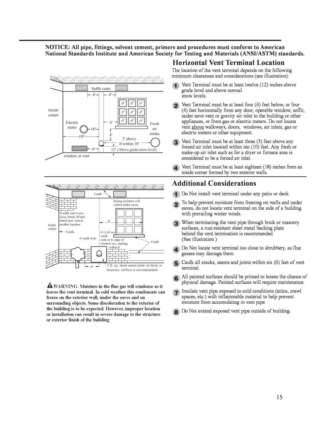 Ruud AP14236 installation instructions Horizontal Vent Terminal Location, Additional Considerations 