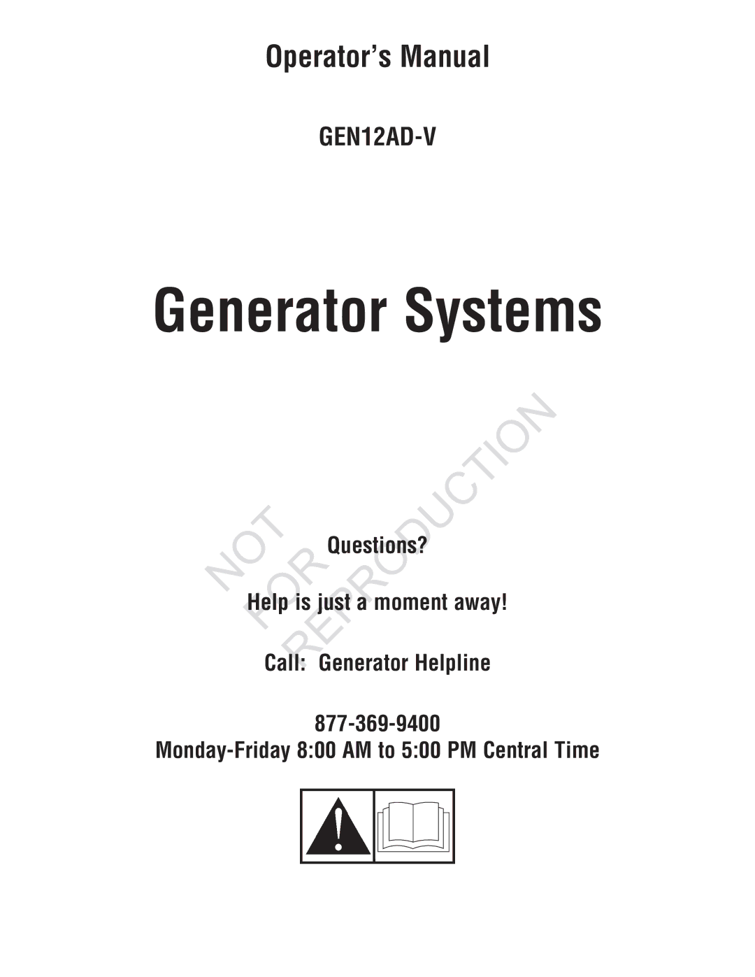 Ruud Generator Systems, GEN12AD-V manual 