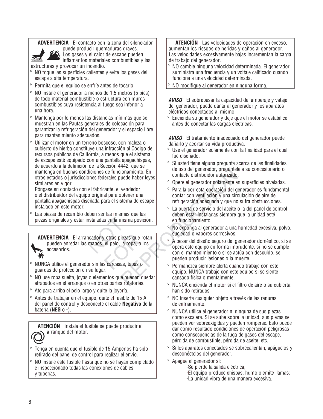 Ruud GEN12AD-V, Generator Systems manual Advertencia El arran, Casas 