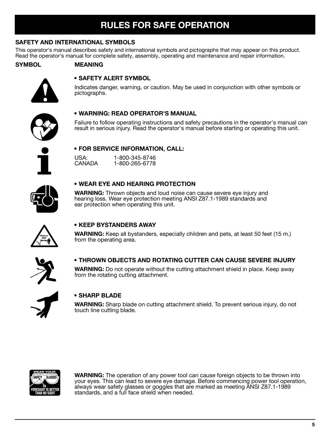 Ryobi 155r manual Safety and International Symbols, Symbolmeaning Safety Alert Symbol, For Service INFORMATION, Call 