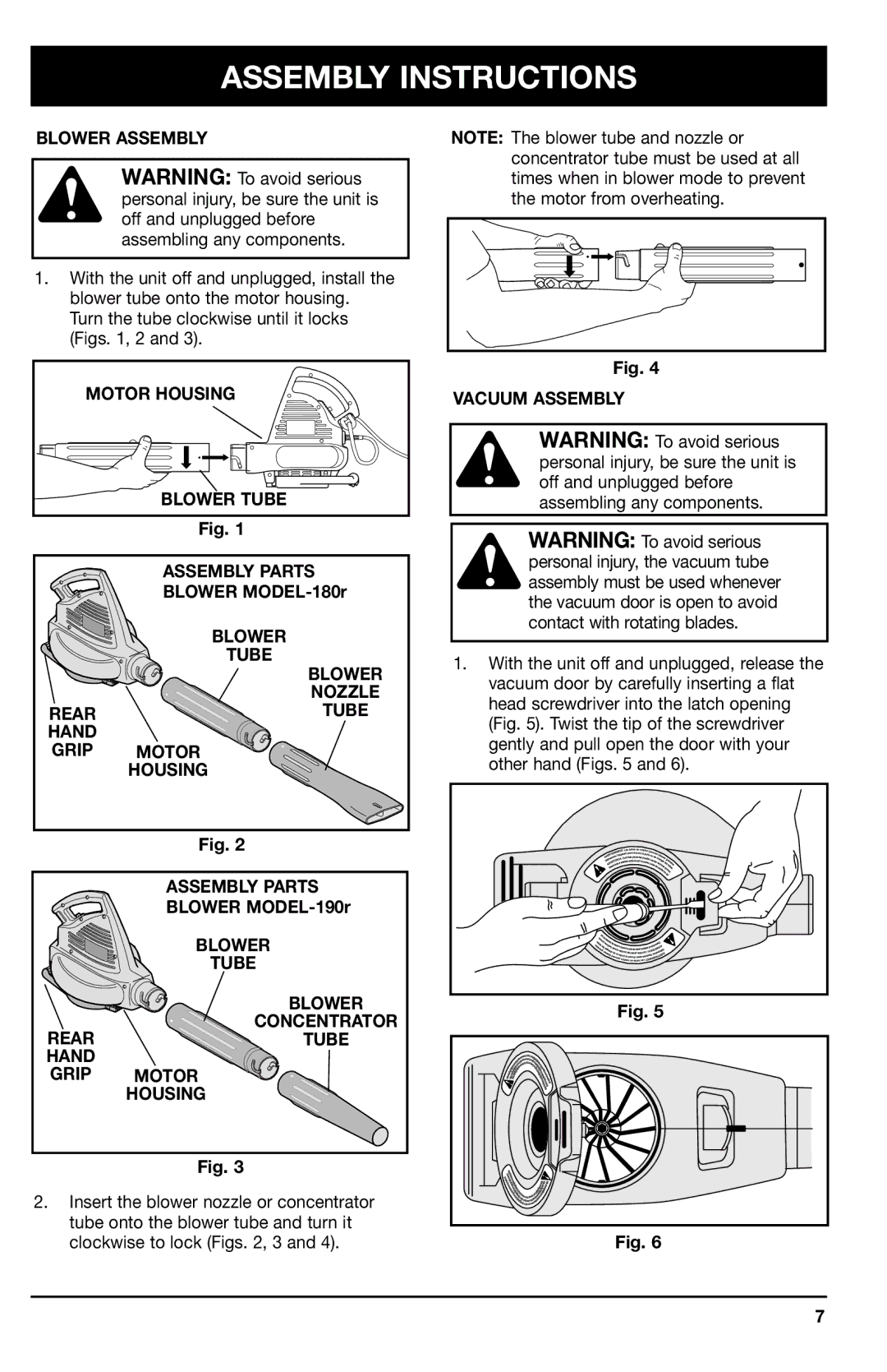 Ryobi 180r, 190r, 170r manual Assembly Instructions 