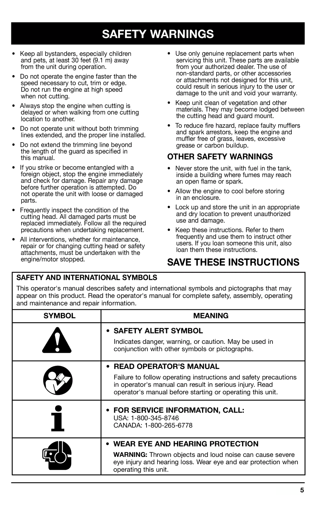 Ryobi 2075r manual Safety and International Symbols, Symbol Meaning Safety Alert Symbol, Read Operators Manual 