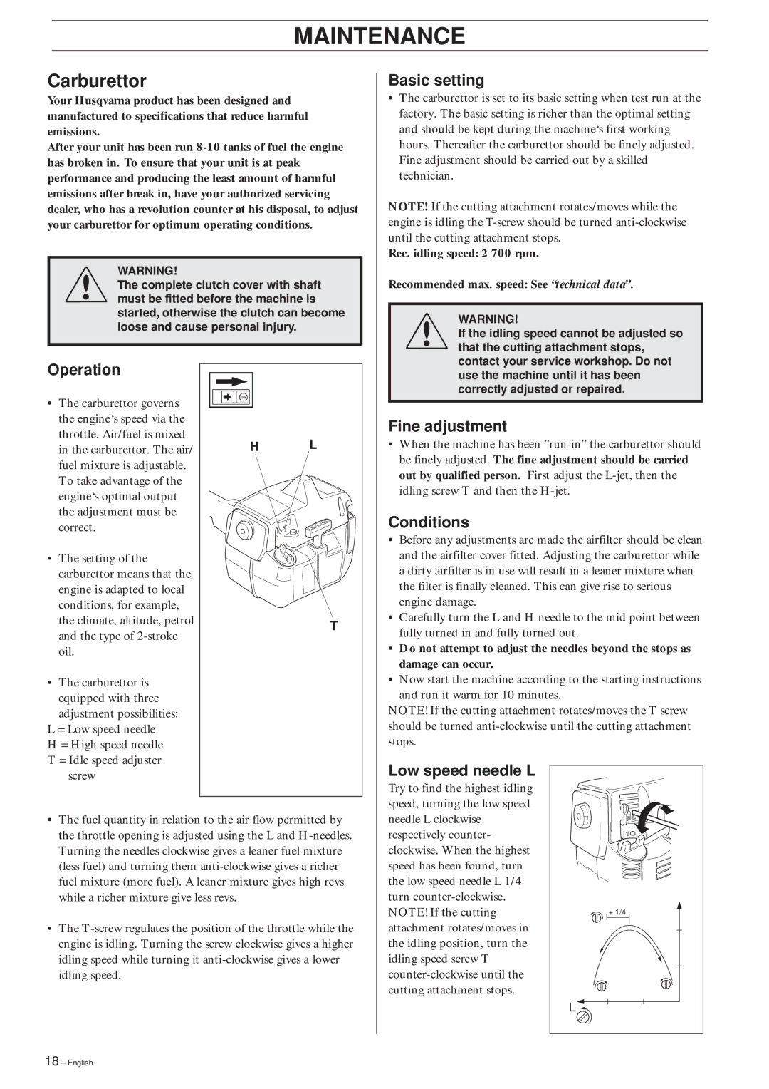 Ryobi 240RJ manual Maintenance, Carburettor 