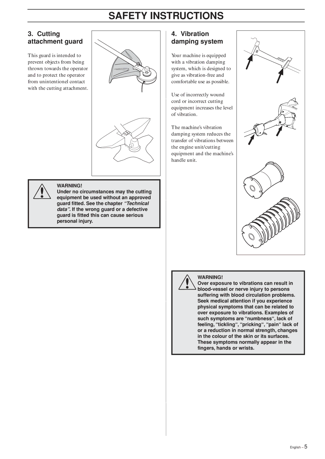 Ryobi 240RJ manual Cutting attachment guard, Vibration damping system 