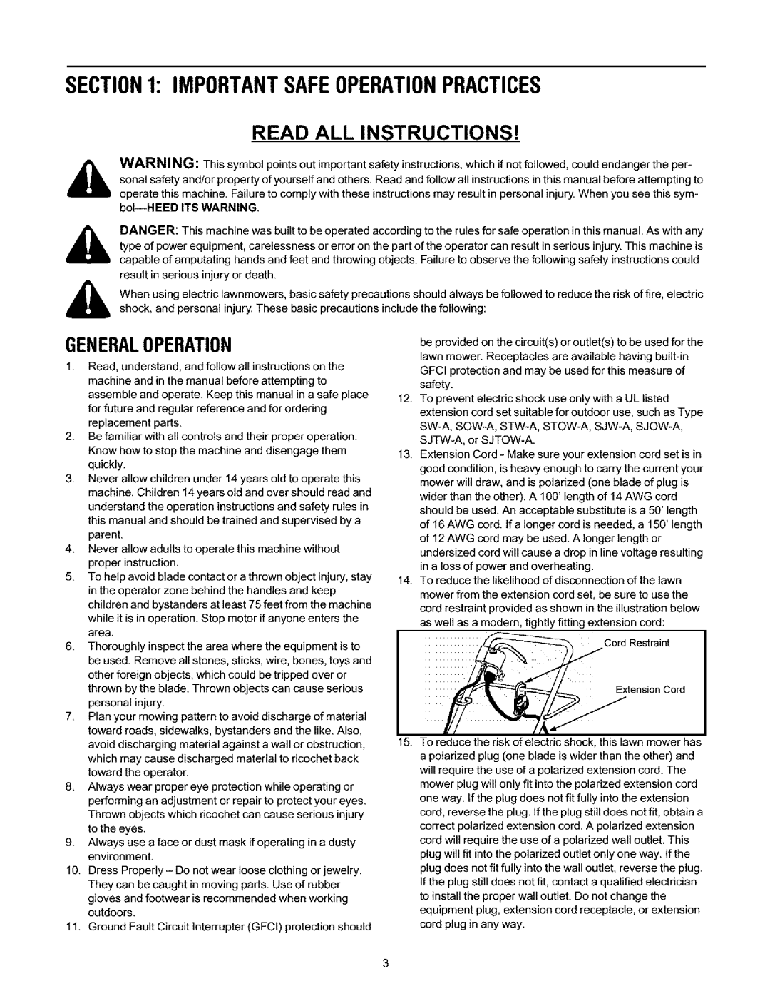 Ryobi 136, 247.370380 manual Importantsafeoperationpractices, Read ALL Instructions 