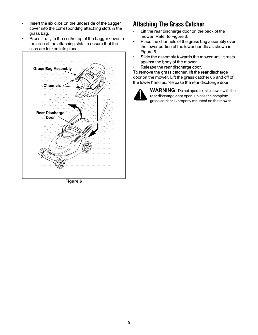 Ryobi 136, 247.370380 manual AttachingTheGrassCatcher, Grass Bag Assembly /S Channels /ir 