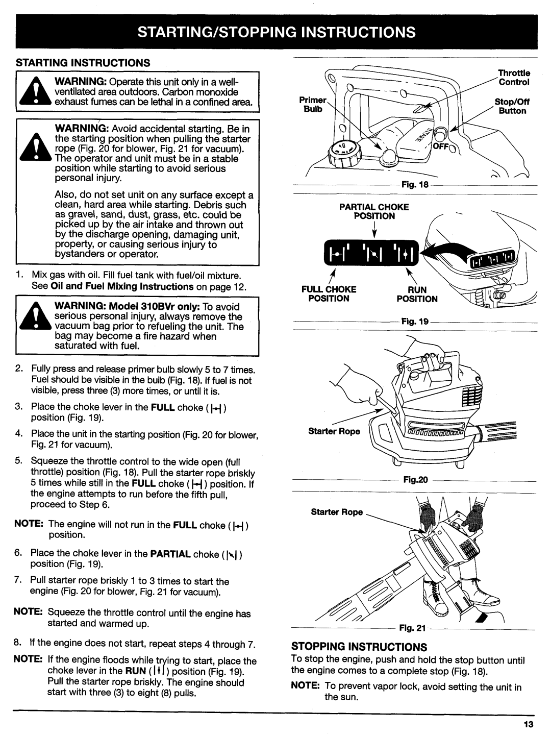 Ryobi 280r, 310BVr manual 