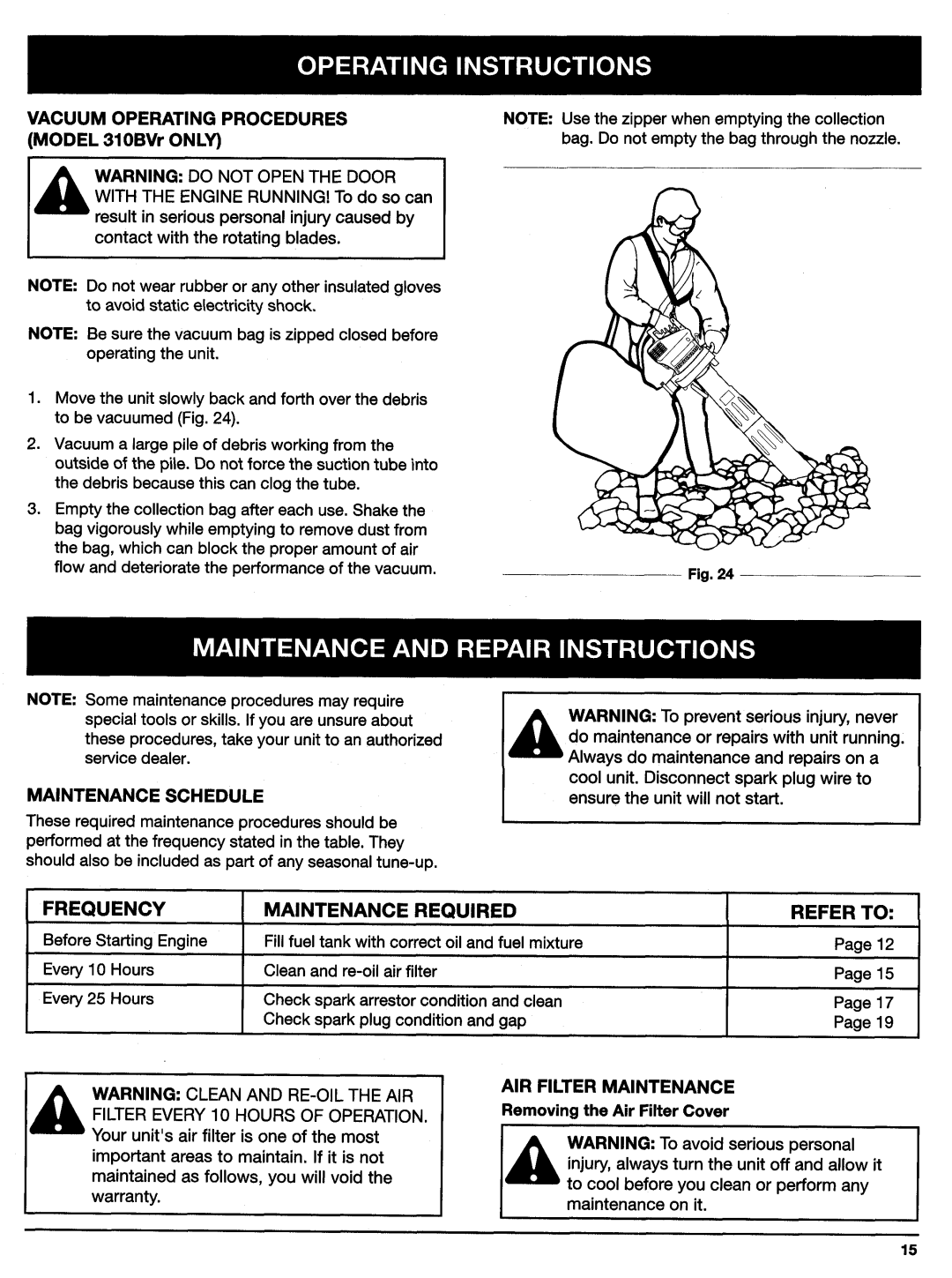 Ryobi 280r, 310BVr manual 