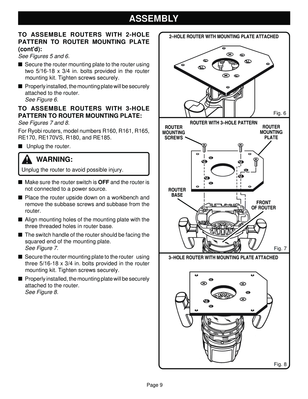 Ryobi 4950301 manual See Figures 7 