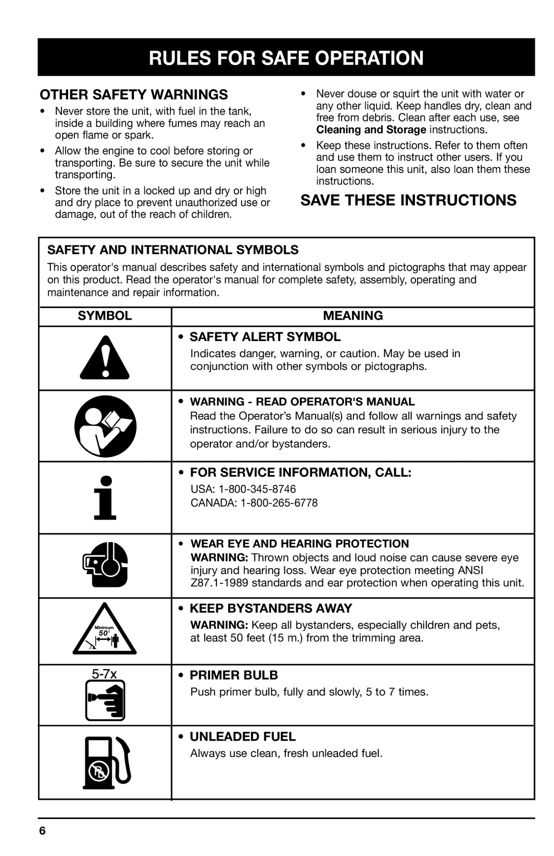 Ryobi 700r manual Safety and International Symbols, Symbol Meaning Safety Alert Symbol, For Service INFORMATION, Call 