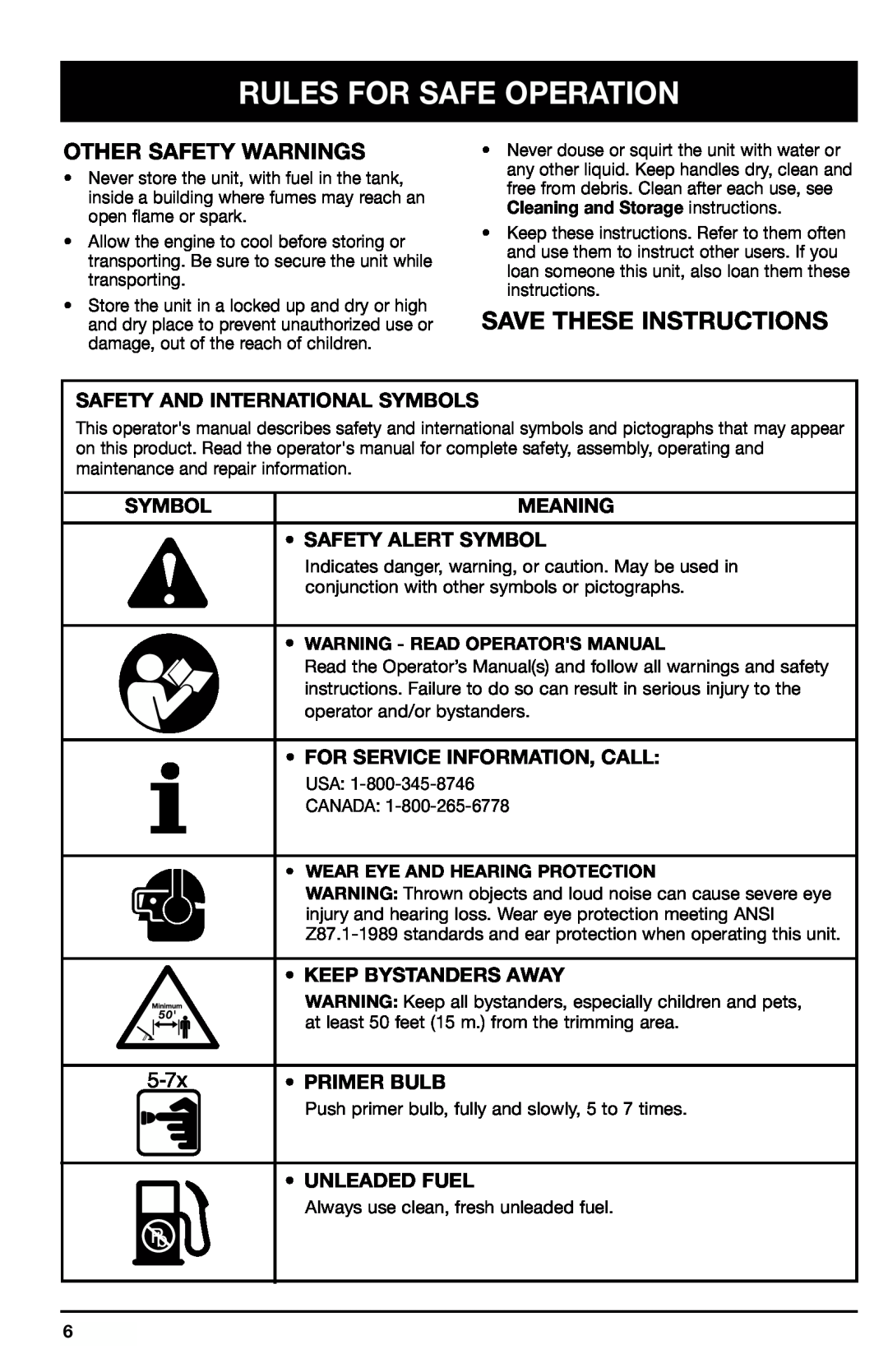 Ryobi 700r Save These Instructions, Other Safety Warnings, Safety And International Symbols, Meaning, Safety Alert Symbol 