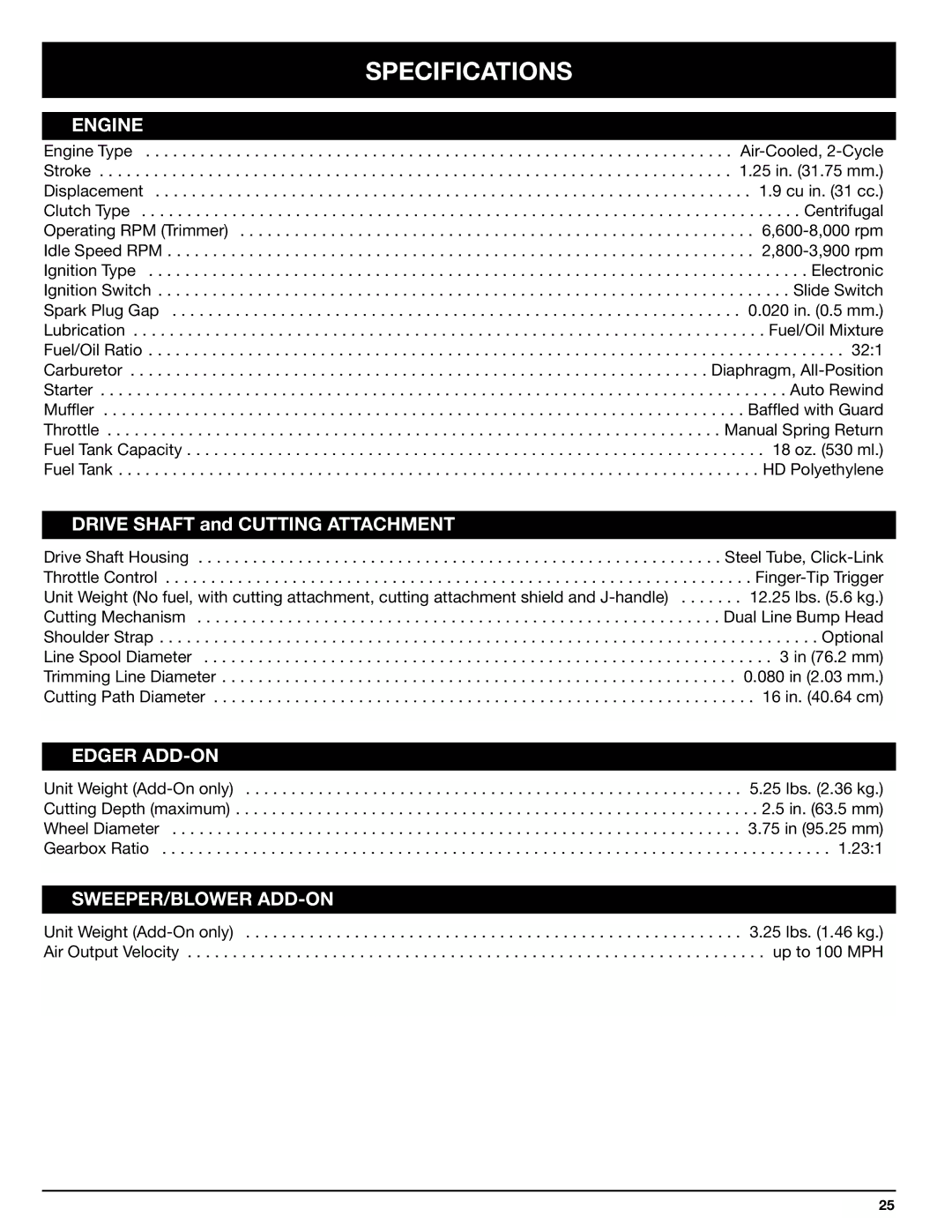 Ryobi 770rEB manual Specifications, Engine 