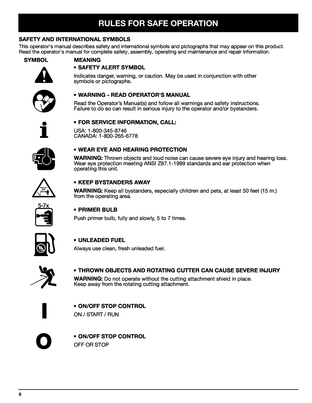 Ryobi 770rEB manual Safety And International Symbols, Symbolmeaning Safety Alert Symbol, Warning - Read Operators Manual 