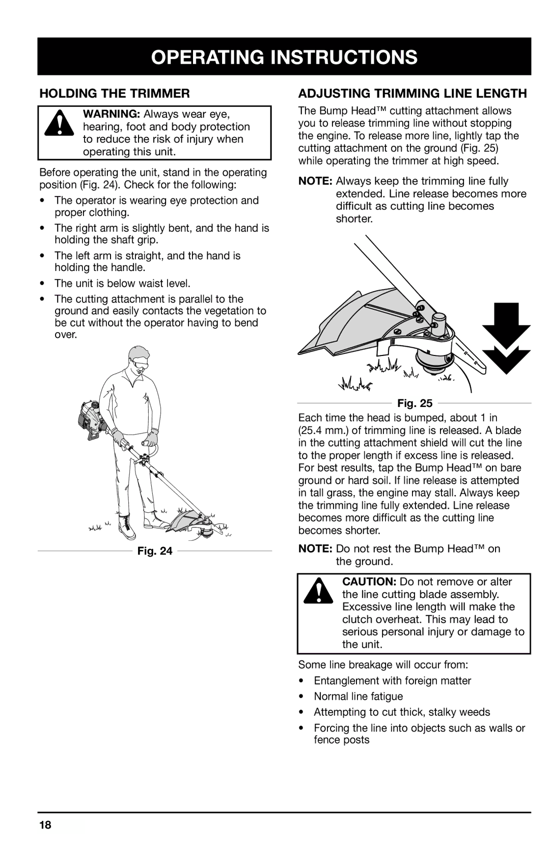 Ryobi 780r manual Holding the Trimmer Adjusting Trimming Line Length, Each time the head is bumped, about 1 