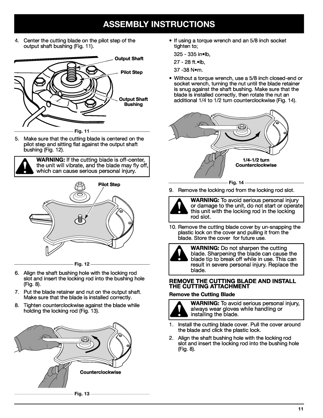 Ryobi 890r Remove The Cutting Blade And Install The Cutting Attachment, Assembly Instructions, Remove the Cutting Blade 