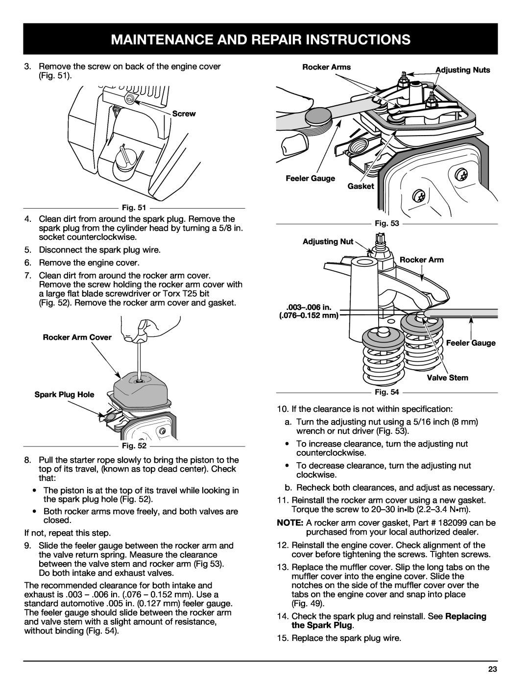 Ryobi 890r manual Maintenance And Repair Instructions, Remove the screw on back of the engine cover Fig 