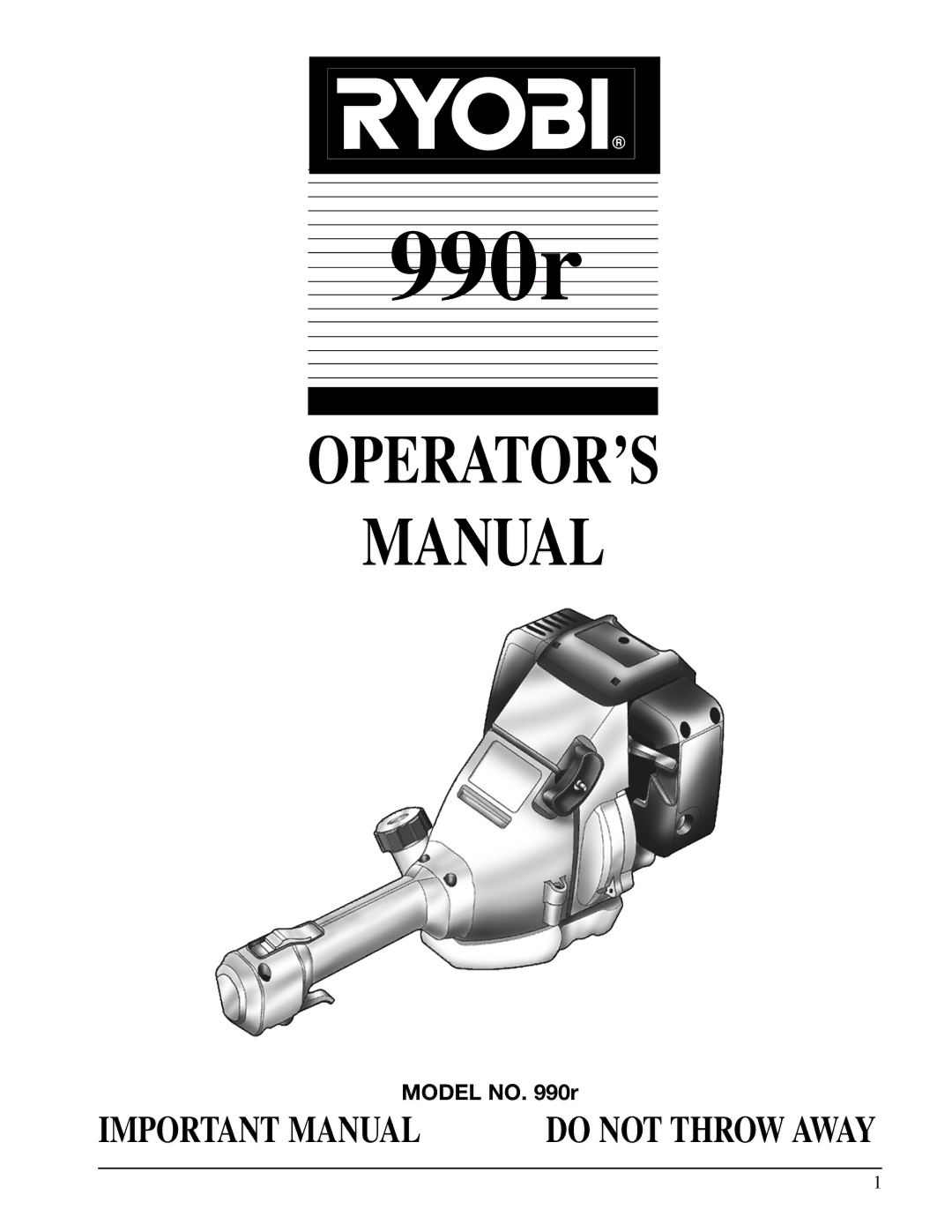 Ryobi 990r manual 