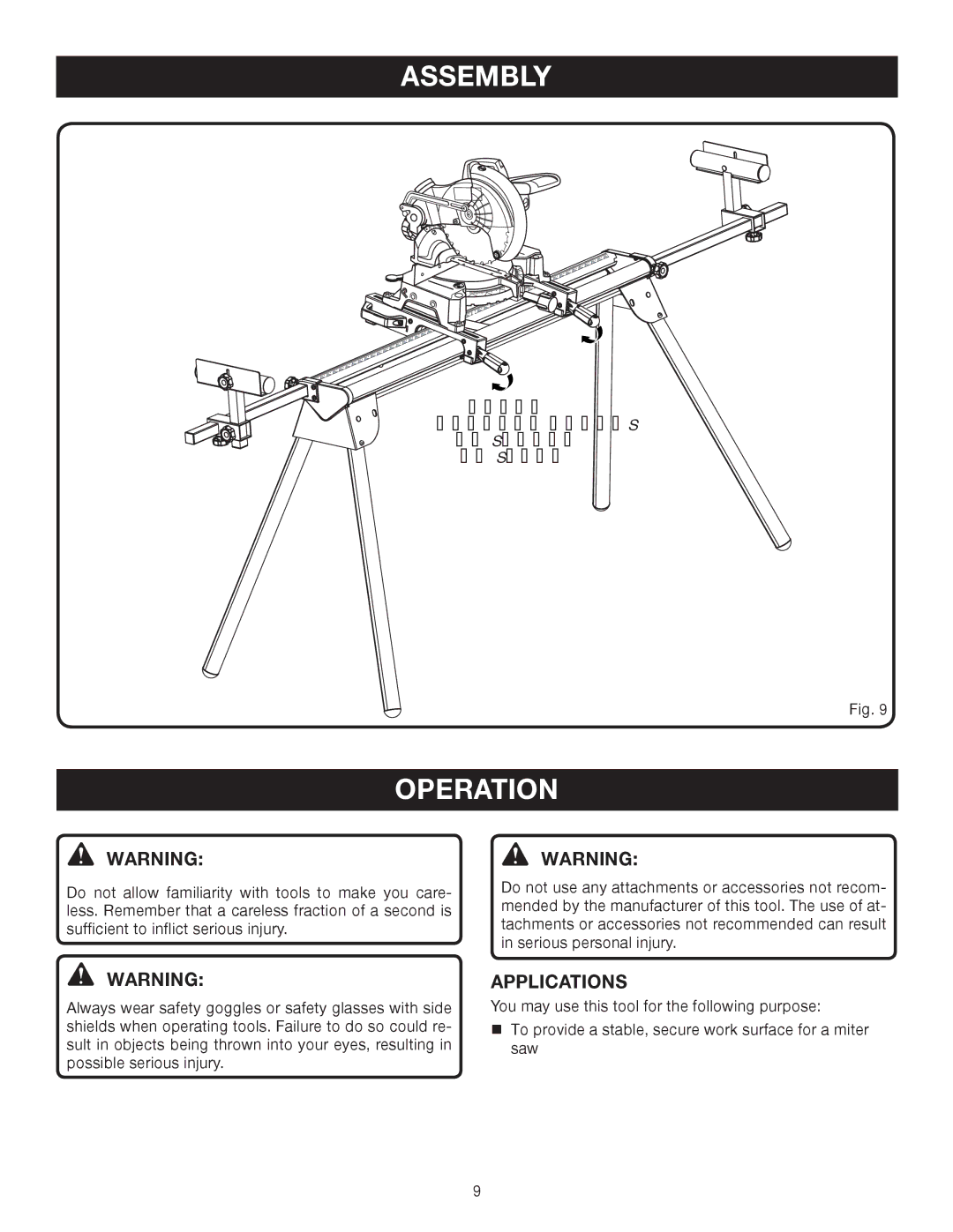 Ryobi A18MS01 manual Operation, Applications 