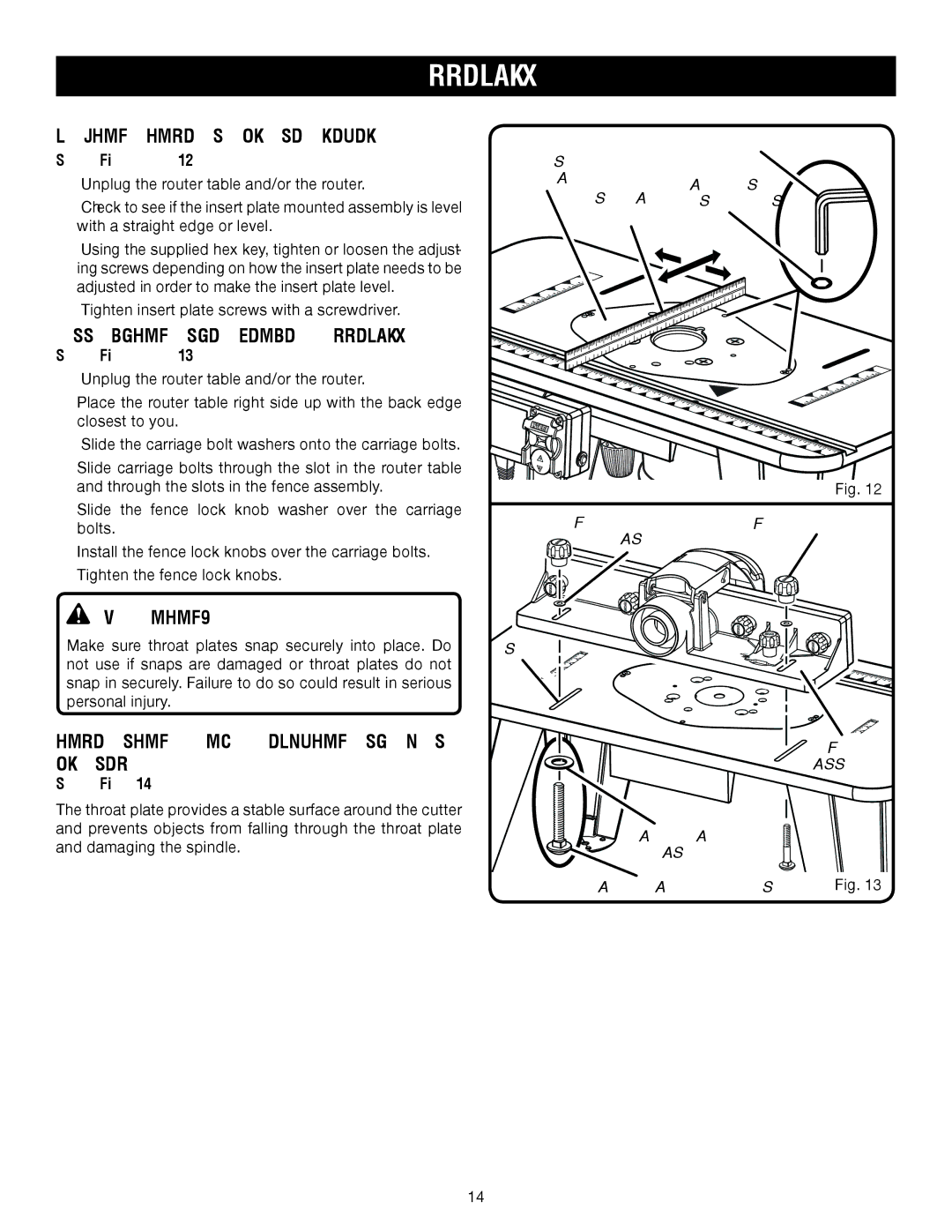 Ryobi A25RT01 manual Making Insert Plate Level, Attaching the Fence Assembly 