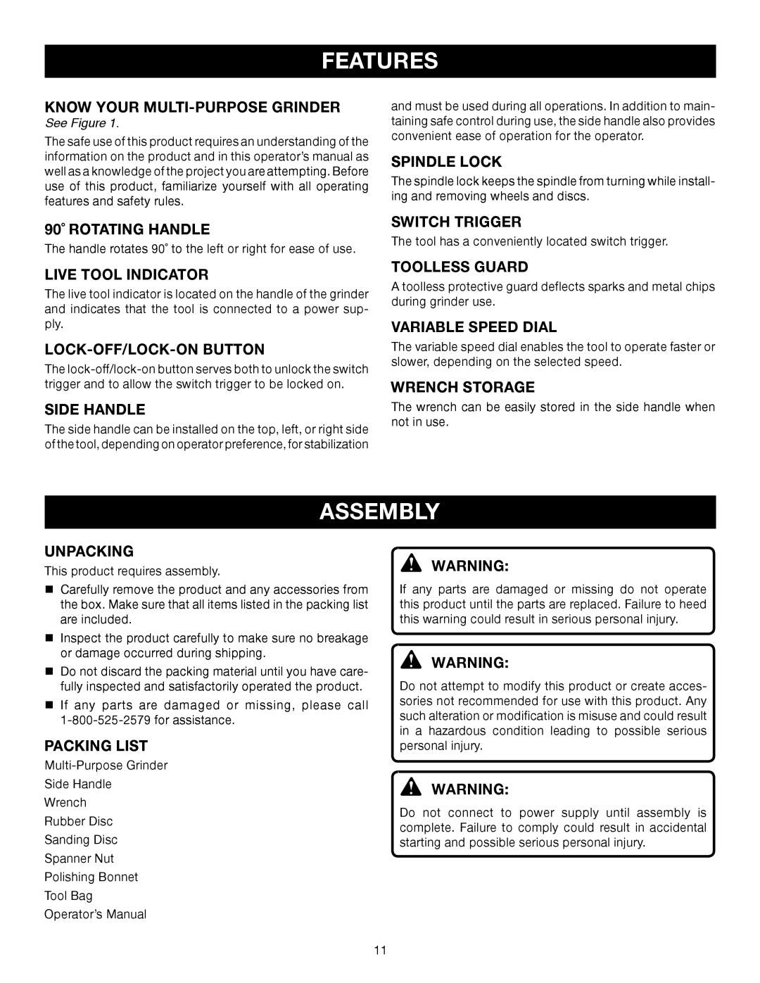 Ryobi AG700 manual Assembly 