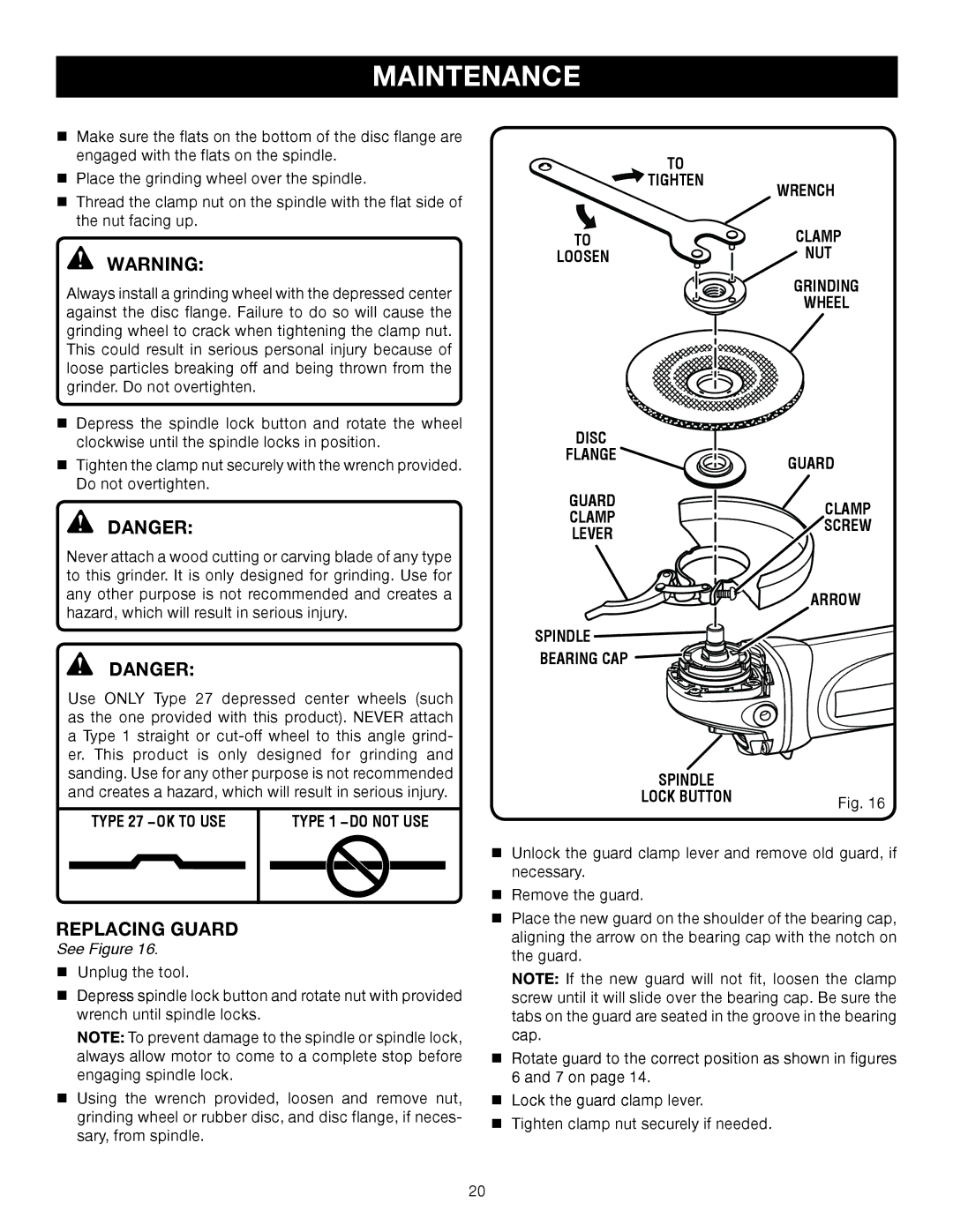 Ryobi AG700 manual Replacing Guard 