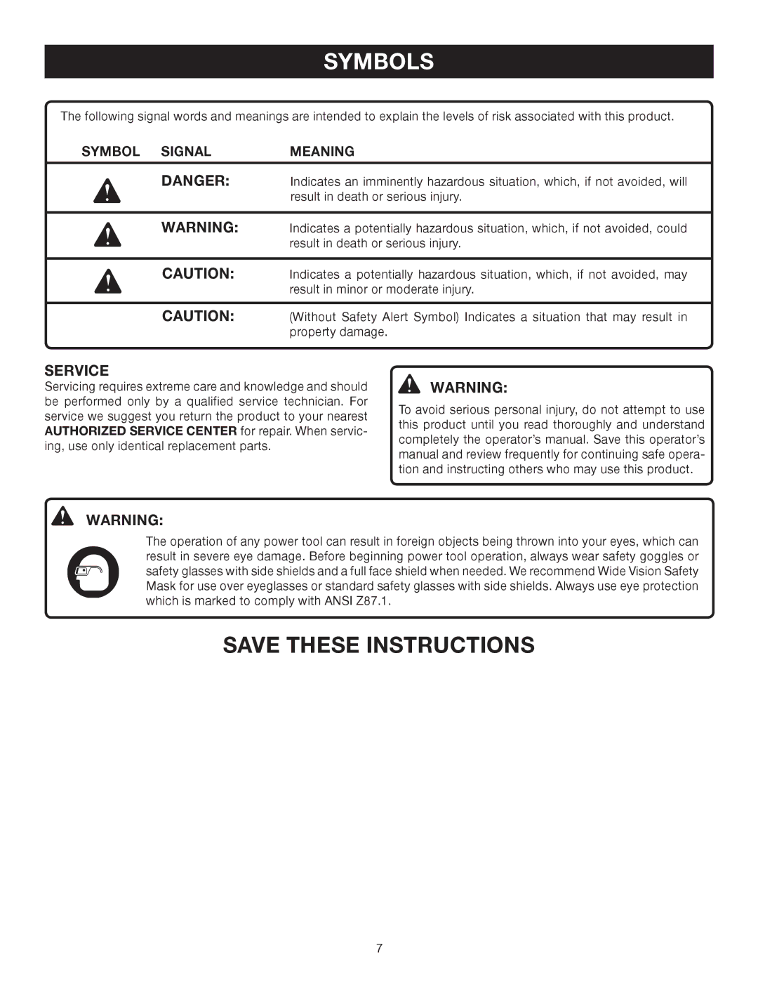 Ryobi AP1301 manual Authorized Service Center for repair. When servic 