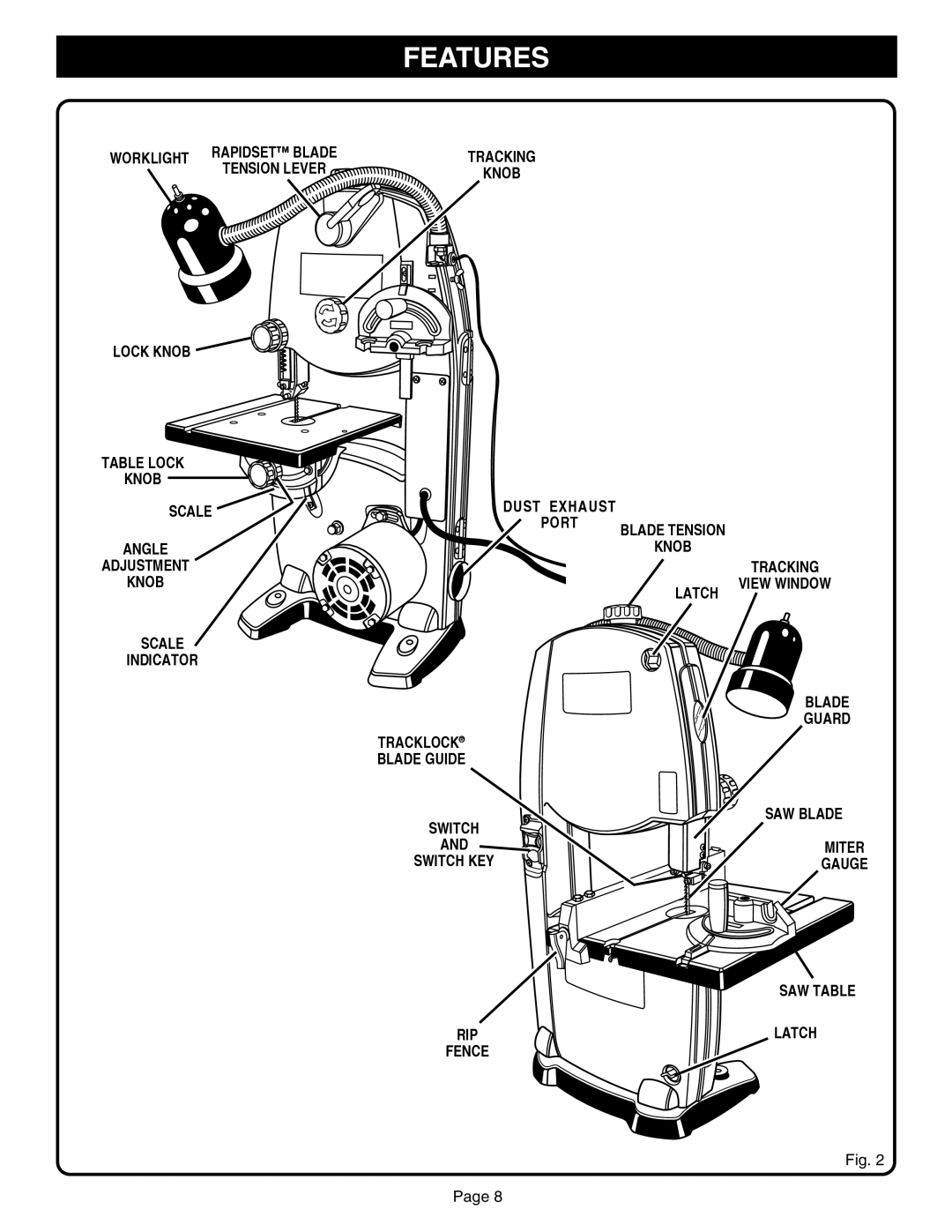 Ryobi BAND SAW manual Worklight 