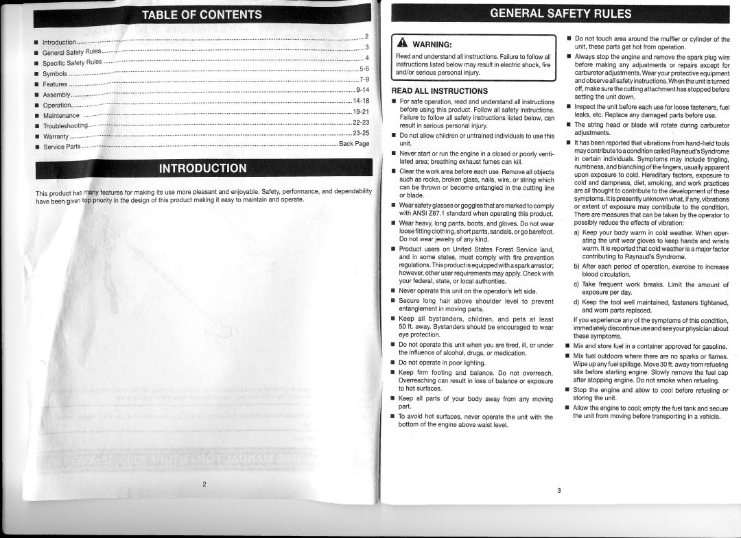 Ryobi CS30, bc30, ry30522 manual Wmuruc, Readall Instructions 