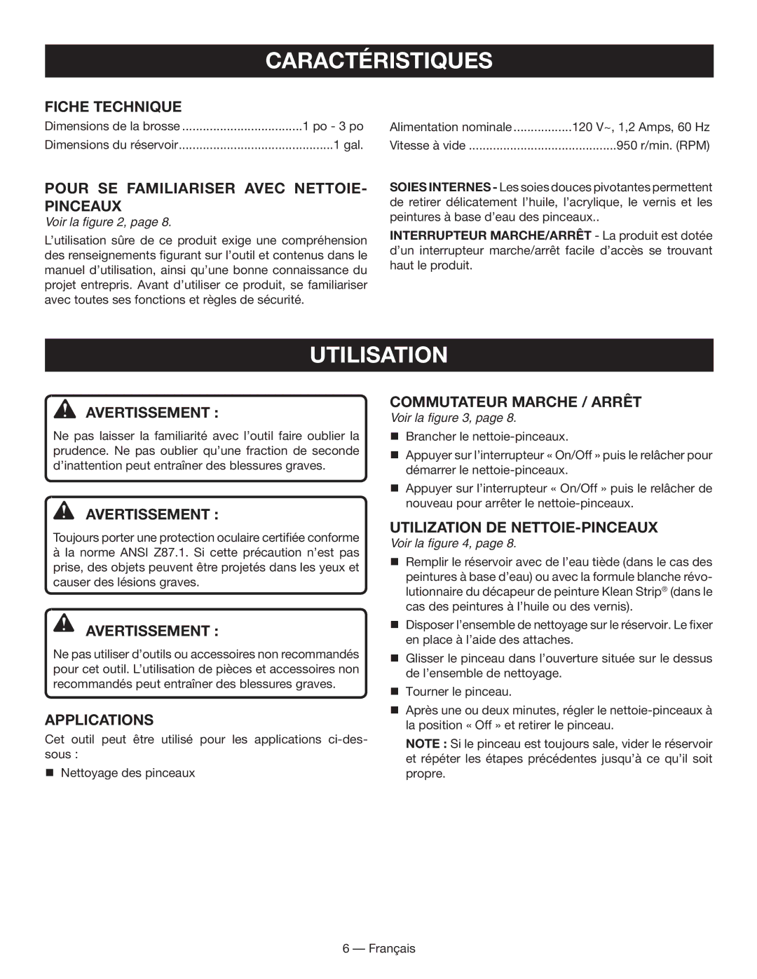 Ryobi BC400 manuel dutilisation Caractéristiques, Utilisation, Commutateur Marche / Arrêt 