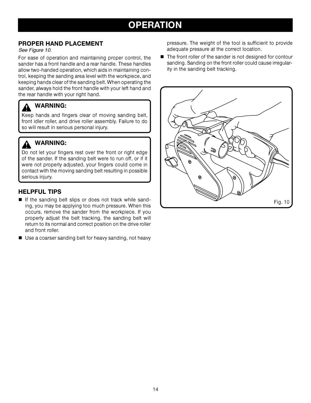 Ryobi BE318-2 manual Proper Hand Placement, Helpful Tips 